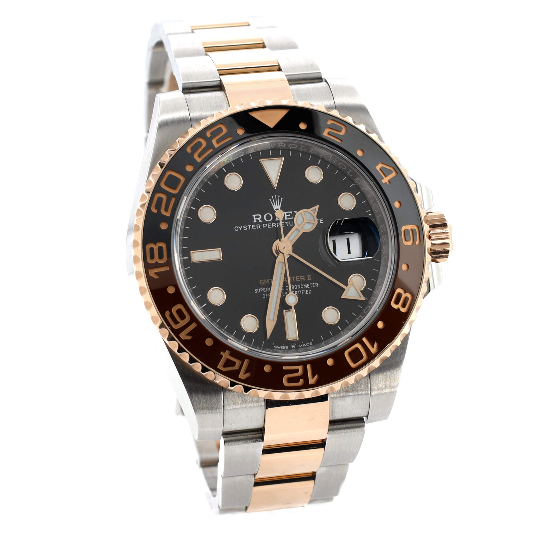 Oyster Perpetual Date GMT-Master II Rootbeer Automatic Watch Stainless Steel and Cerachrom with Rose Gold 40