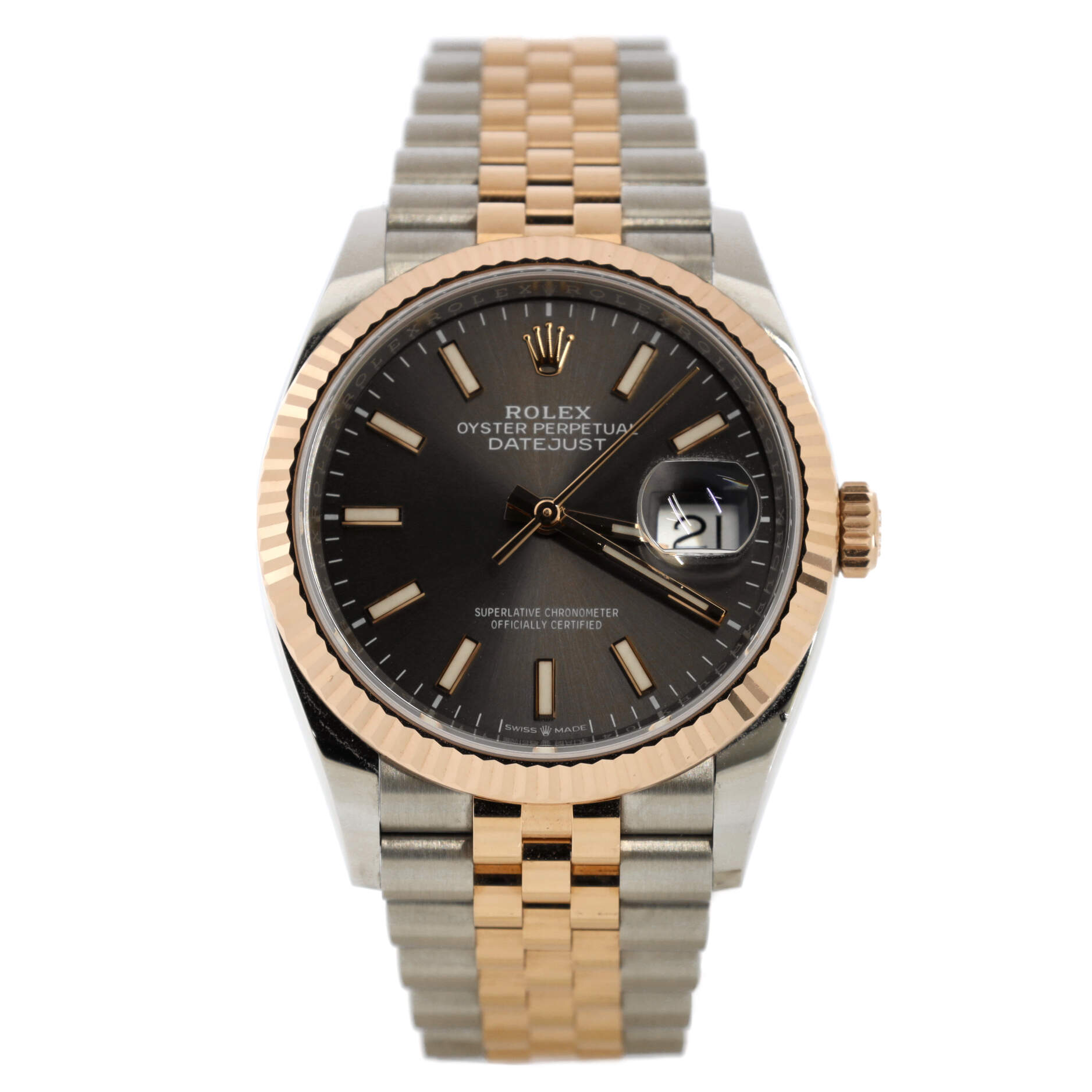 Oyster Perpetual Datejust Slate Automatic Watch Stainless Steel and Rose Gold 36