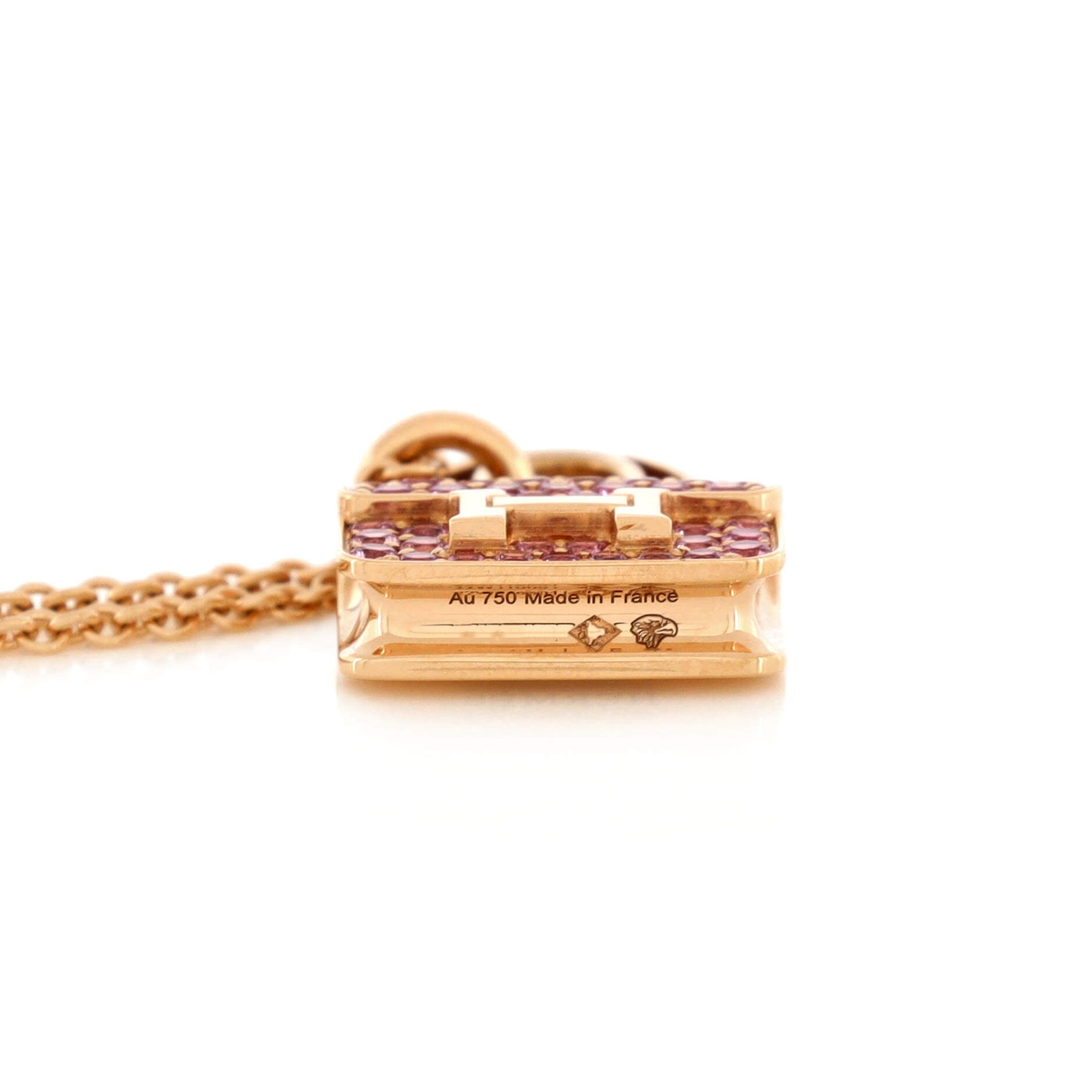 Amulettes Constance Pendant NM Necklace 18K Rose Gold and Pink Sapphires