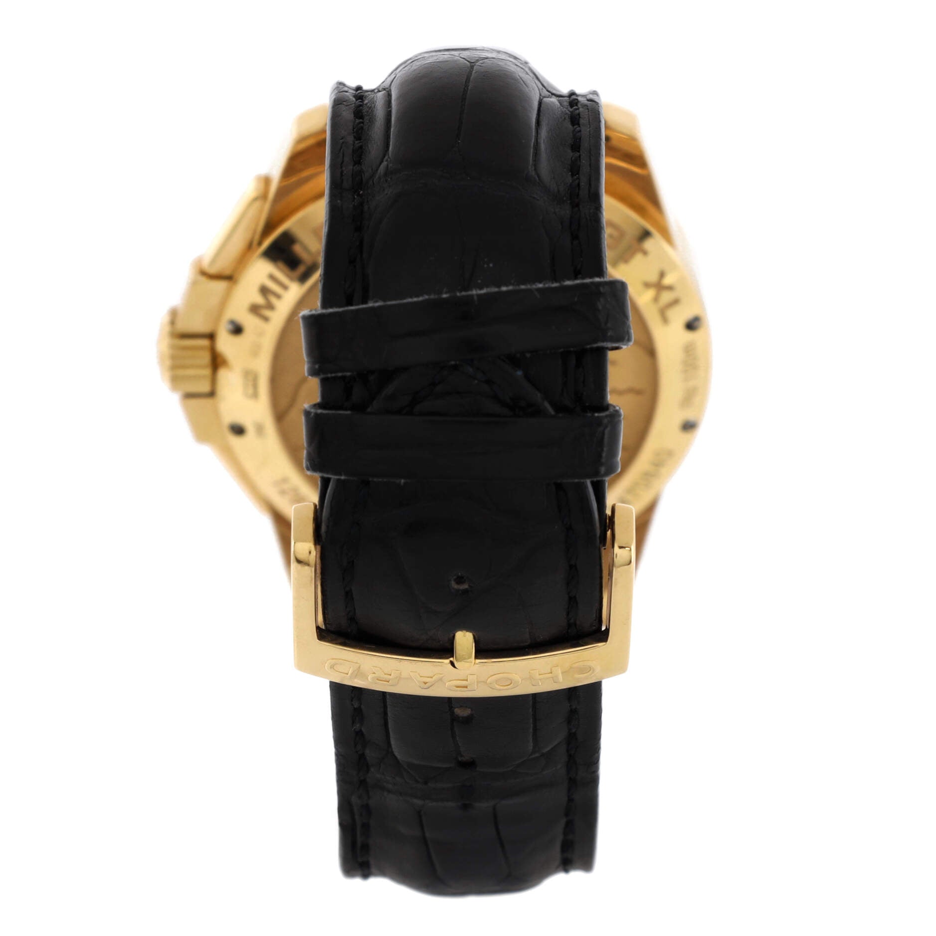 Mille Miglia Gran Turismo XL Date Chronograph Automatic Watch Yellow Gold and Alligator 44