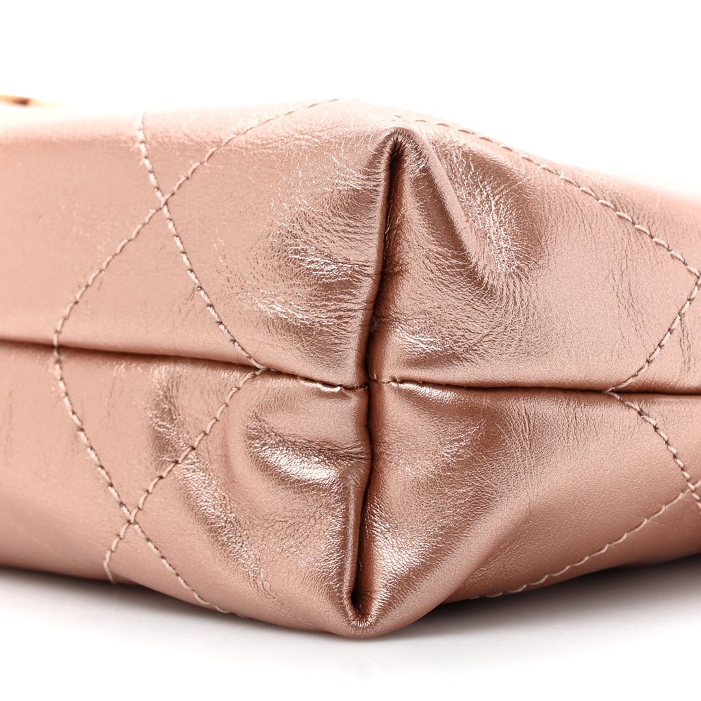Metallic Calfskin Quilted Mini Chanel 22 Copper