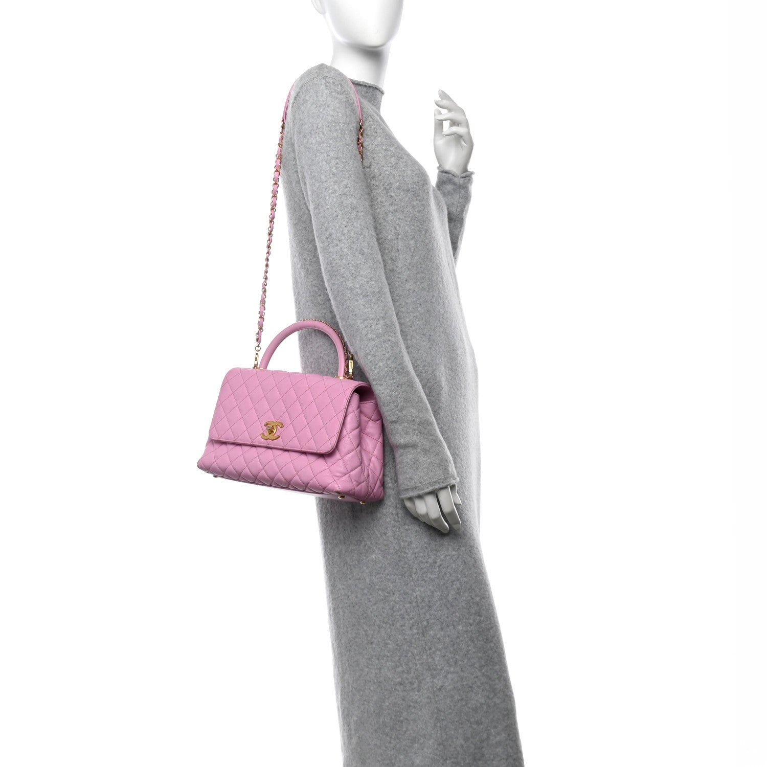 Caviar Quilted Small Coco Chain Handle Flap Lilac
