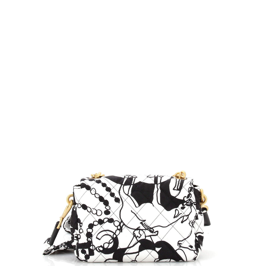 Deer Coco Flap Bag Quilted Printed Canvas Mini