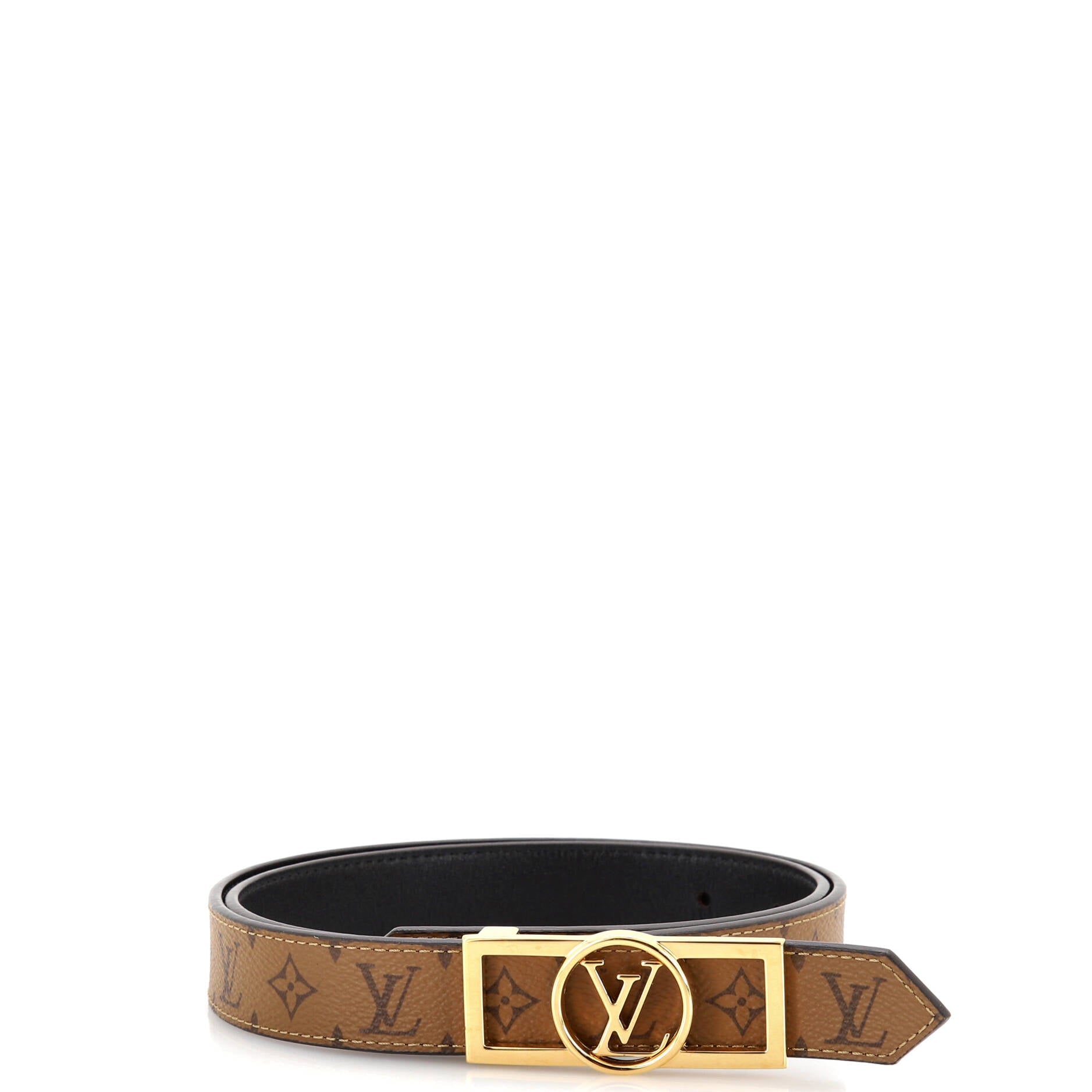 Dauphine Reversible Belt Reverse Monogram Canvas and Leather Thin 80