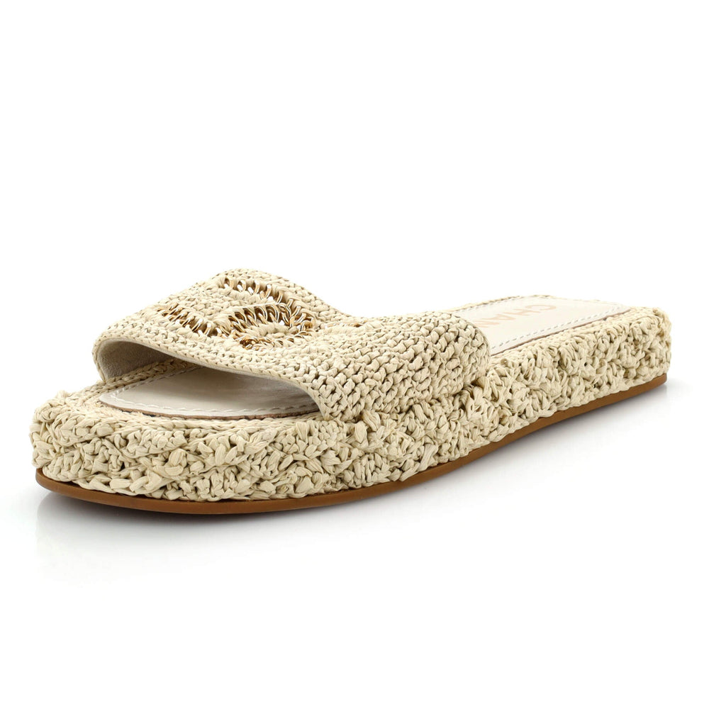 Women's CC Slide Mules Woven Raffia