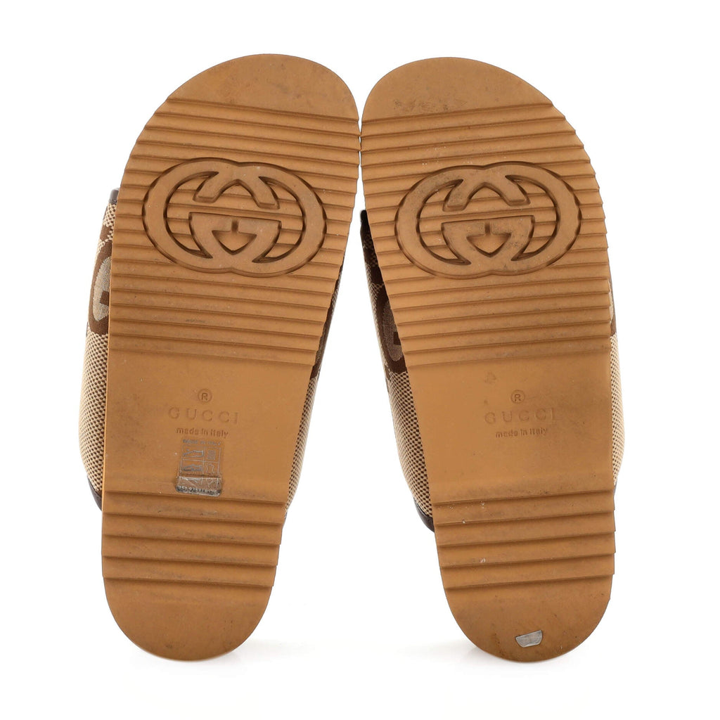 Women's Platform Slide Sandals Jumbo GG Canvas