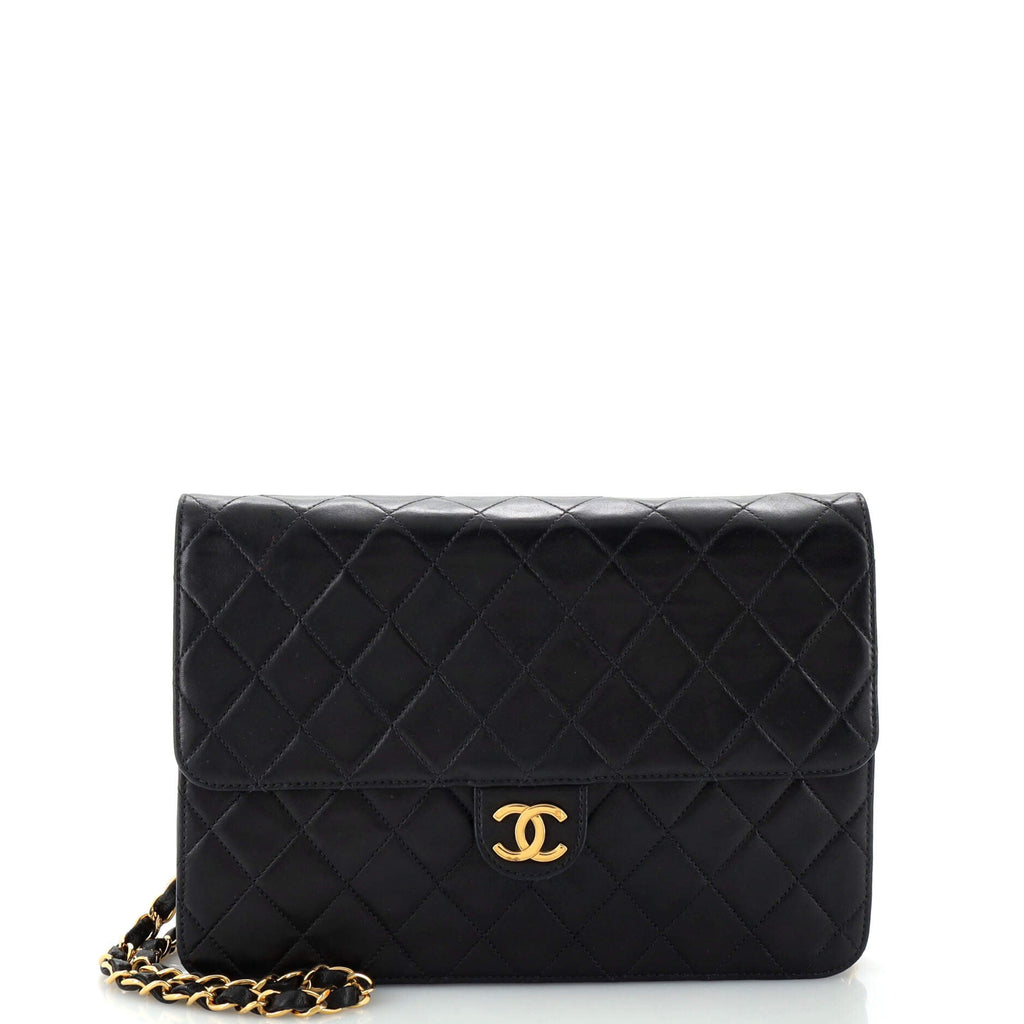 Vintage Clutch with Chain Quilted Leather Medium