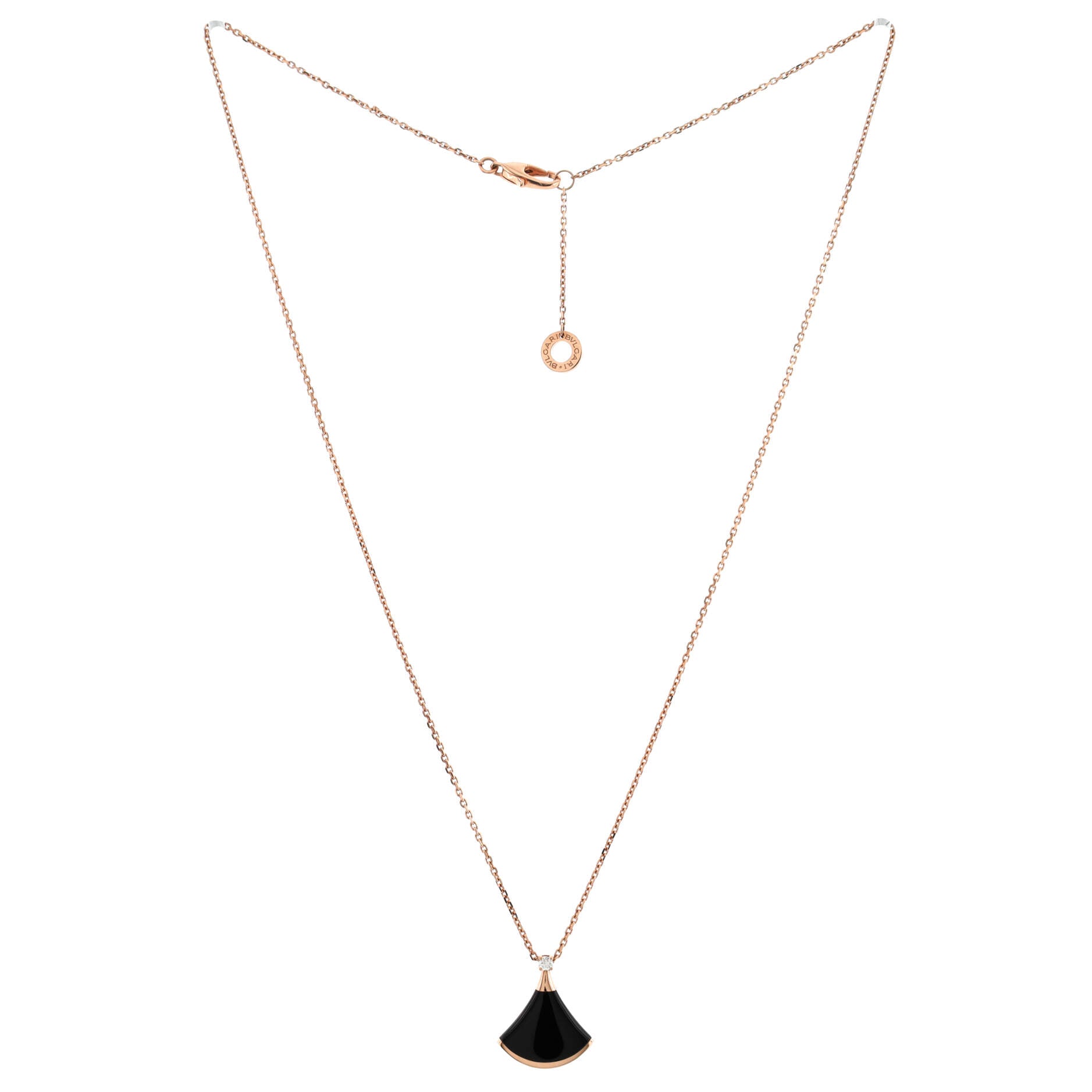 Divas' Dream Pendant Necklace 18K Rose Gold with Onyx and Diamond Small