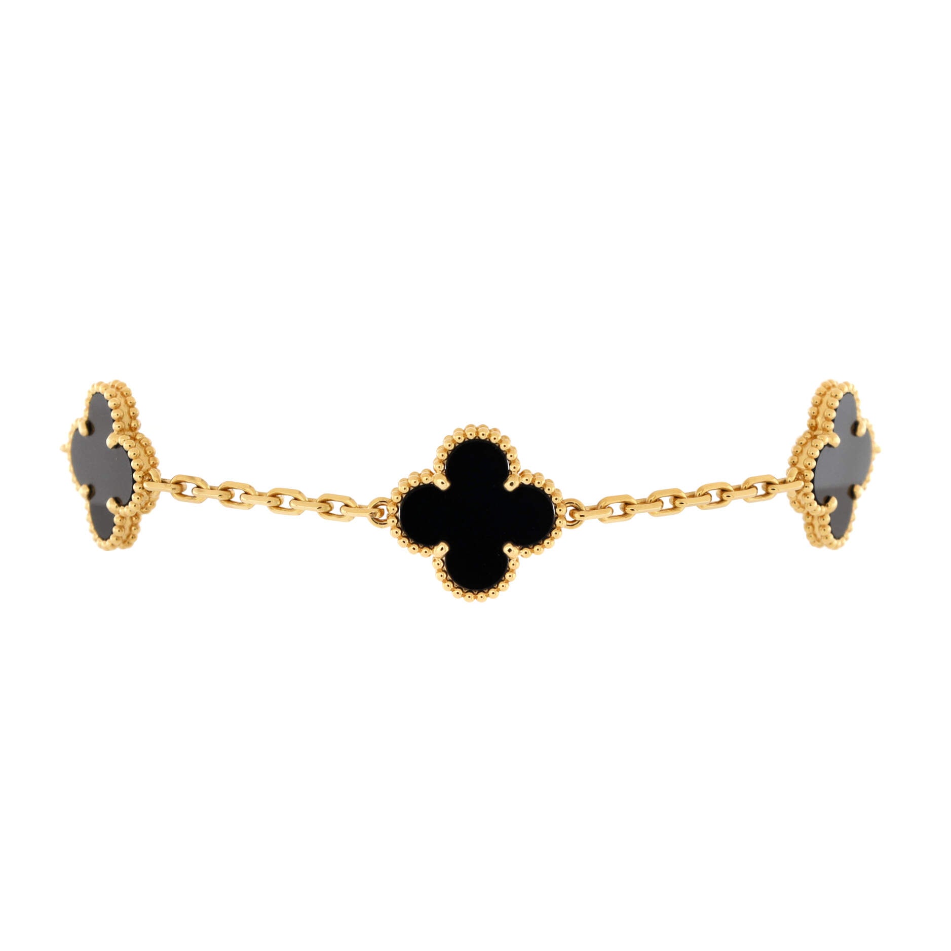 Vintage Alhambra 5 Motifs Bracelet 18K Yellow Gold and Onyx