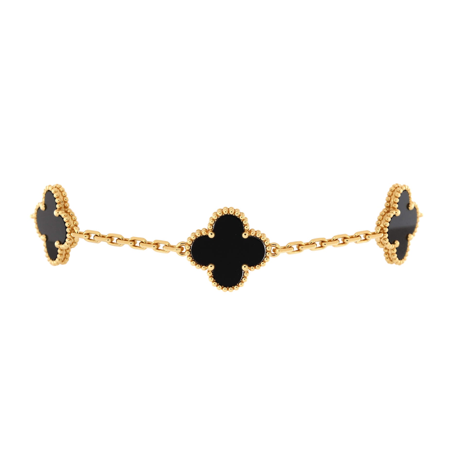 Vintage Alhambra 5 Motifs Bracelet 18K Yellow Gold and Onyx