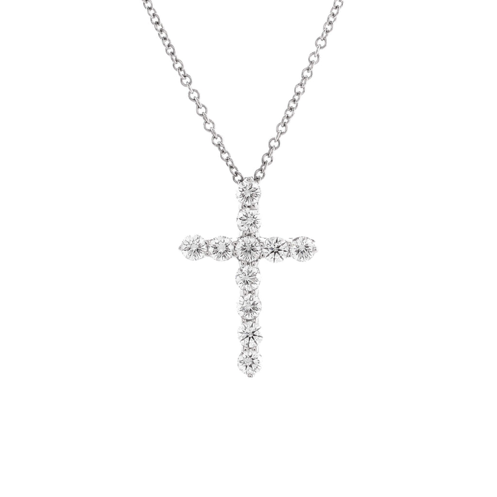 Cross Pendant Necklace Platinum and Diamonds Small