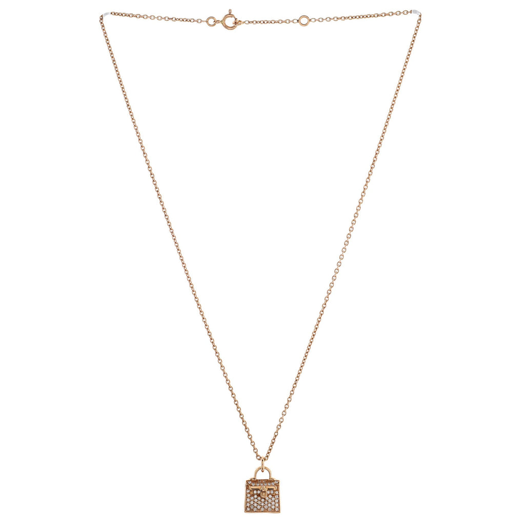Kelly Amulette Pendant Necklace 18K Rose Gold and Diamonds