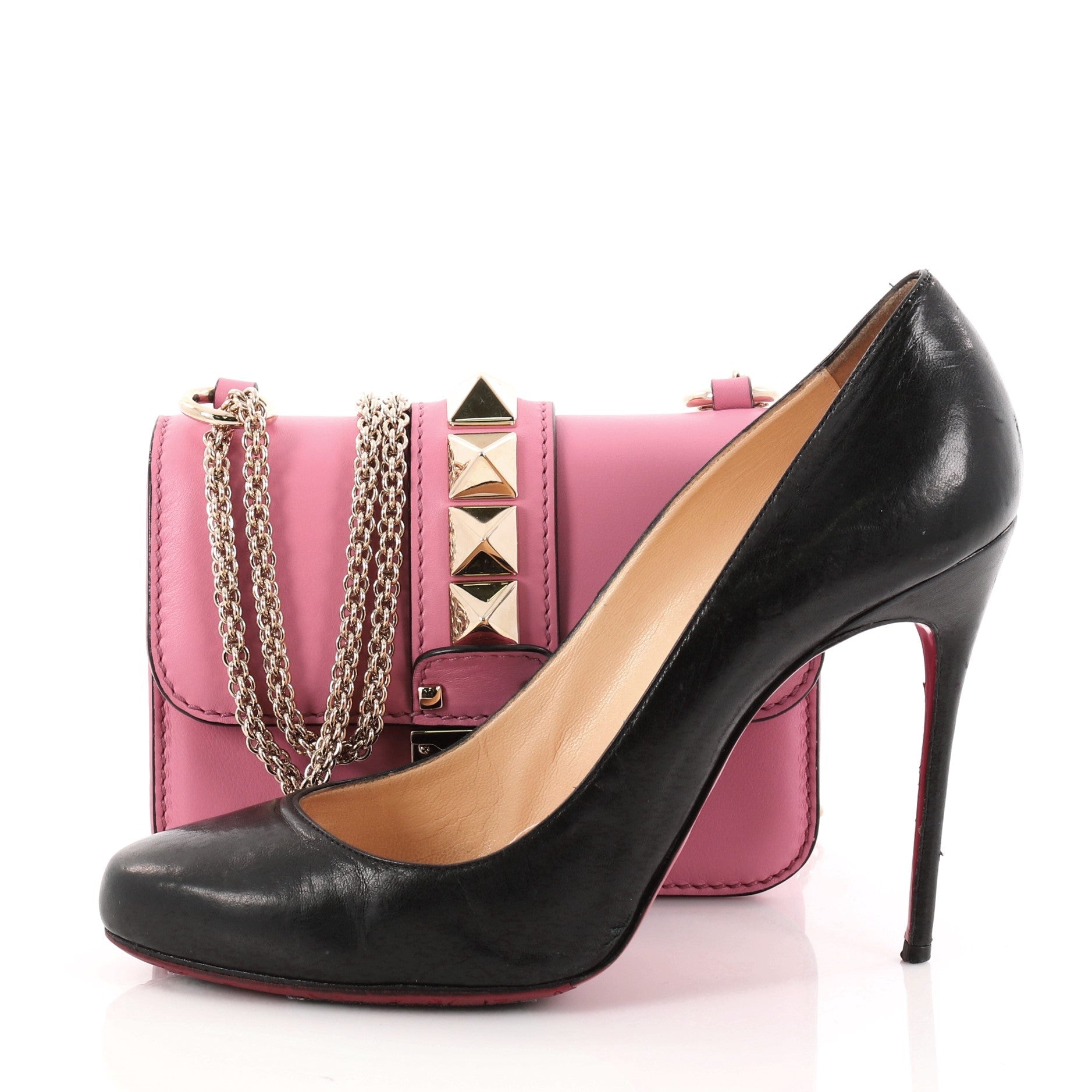 Glam Lock Shoulder Bag Leather Mini