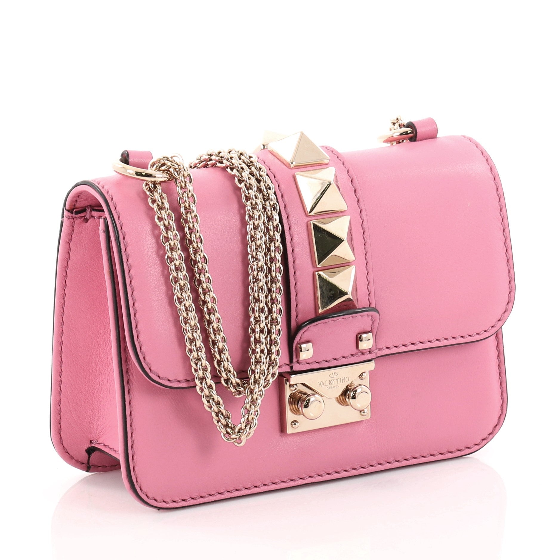 Glam Lock Shoulder Bag Leather Mini