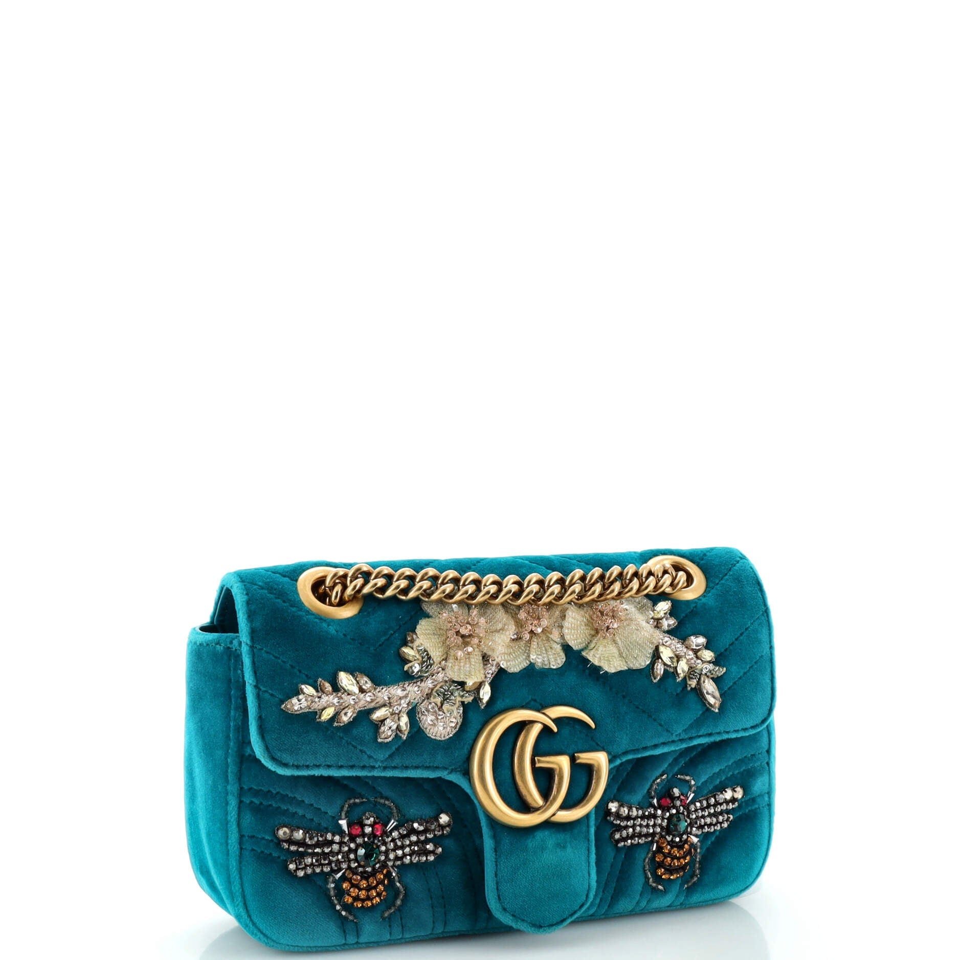 GG Marmont Flap Bag Embellished Matelasse Velvet Mini