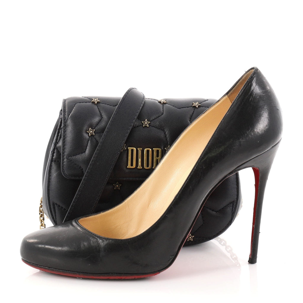 Dio(r)evolution Round Clutch with Chain Studded Leather Small