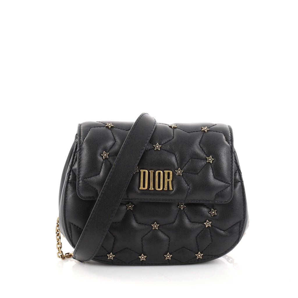 Dio(r)evolution Round Clutch with Chain Studded Leather Small