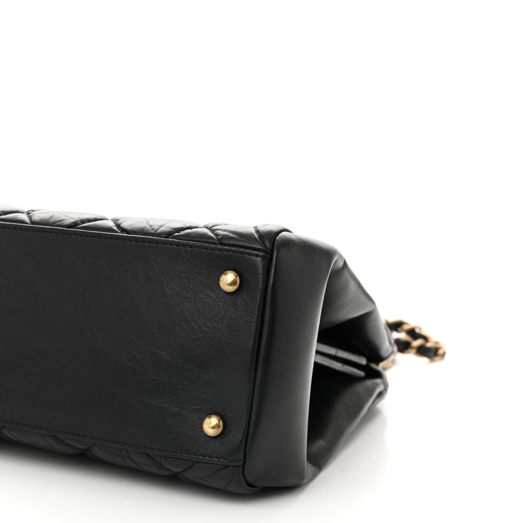 Aged Calfskin Large Just Mademoiselle Bowling Bag Black