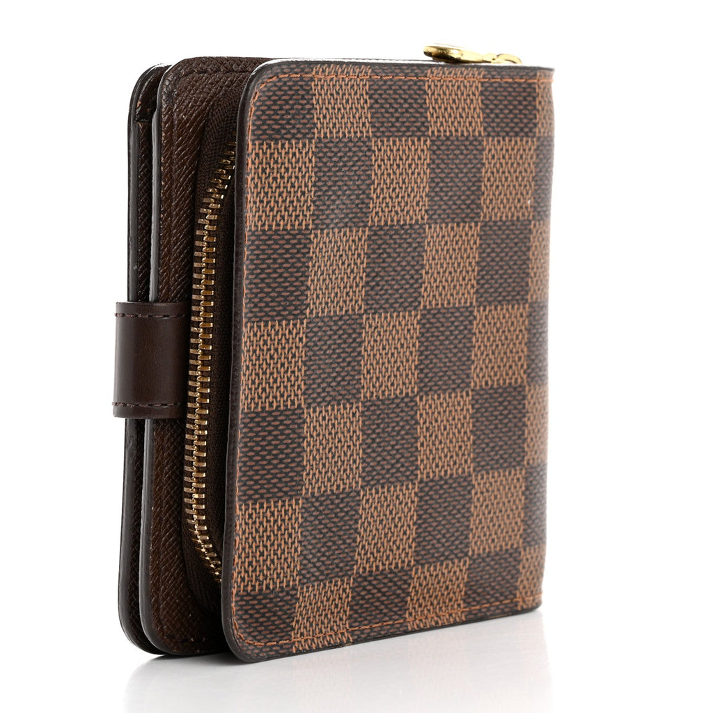 Damier Ebene Zippe Zipped Compact Wallet