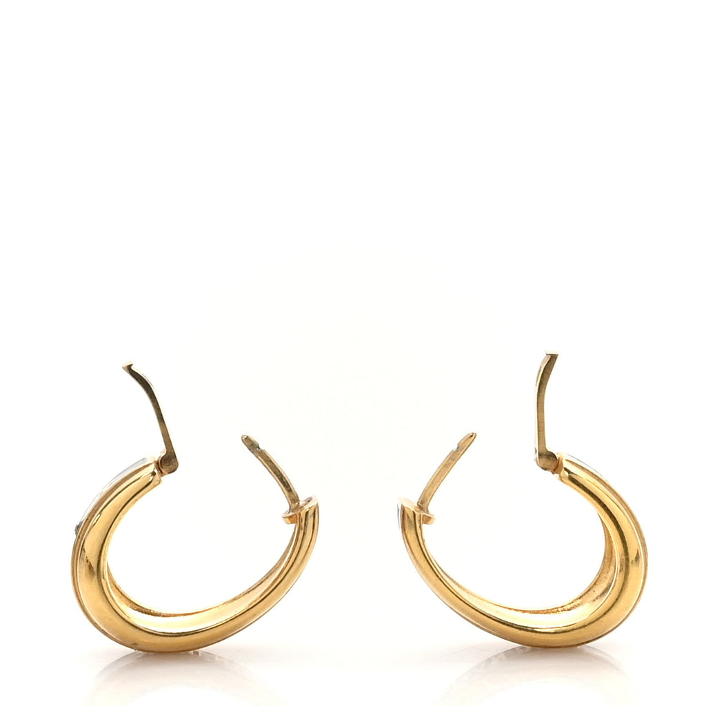 Metal Enamel Dior Code Hoop Earrings Black Gold