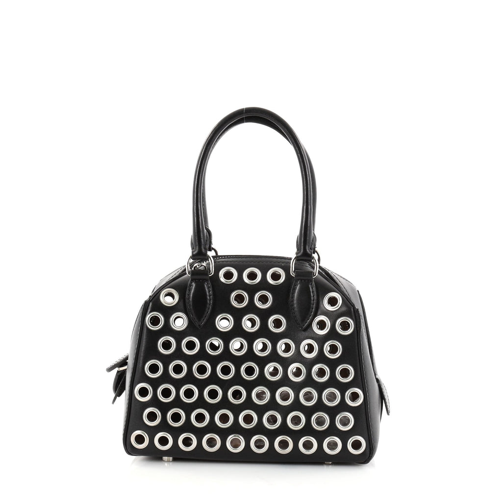 Zip Around Convertible Satchel Grommet Embellished Leather Mini