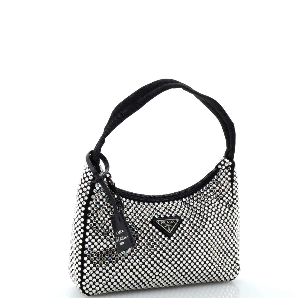 Re-Edition 2000 Hobo Crystal Embellished Satin Mini