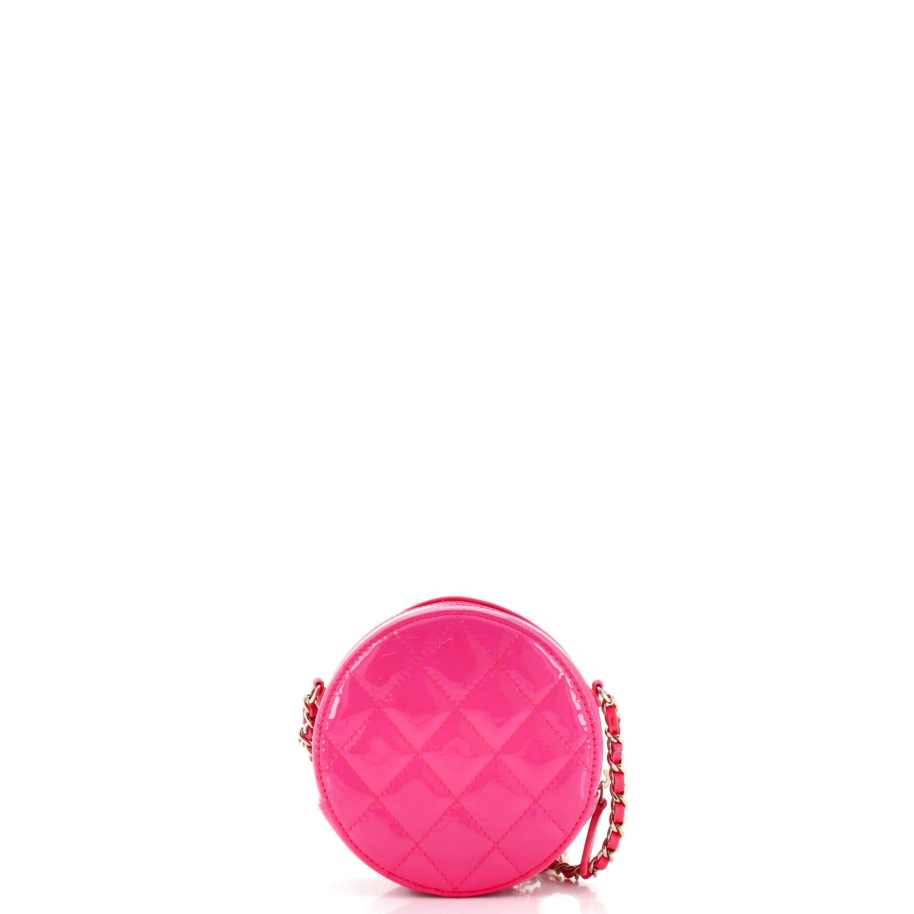 Round Clutch with Chain Quilted Lambskin Mini