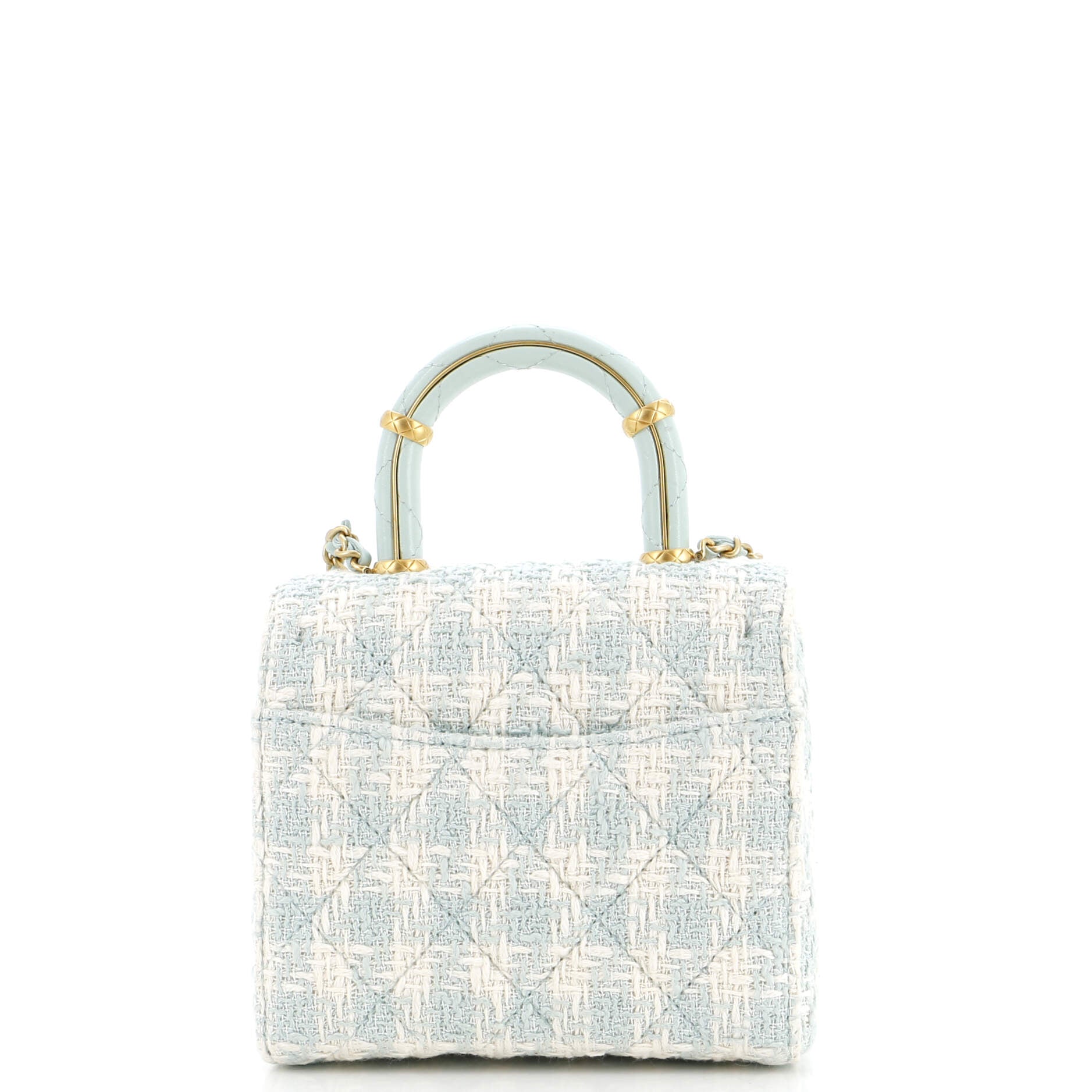 Crush Top Handle Flap Bag Quilted Tweed Mini