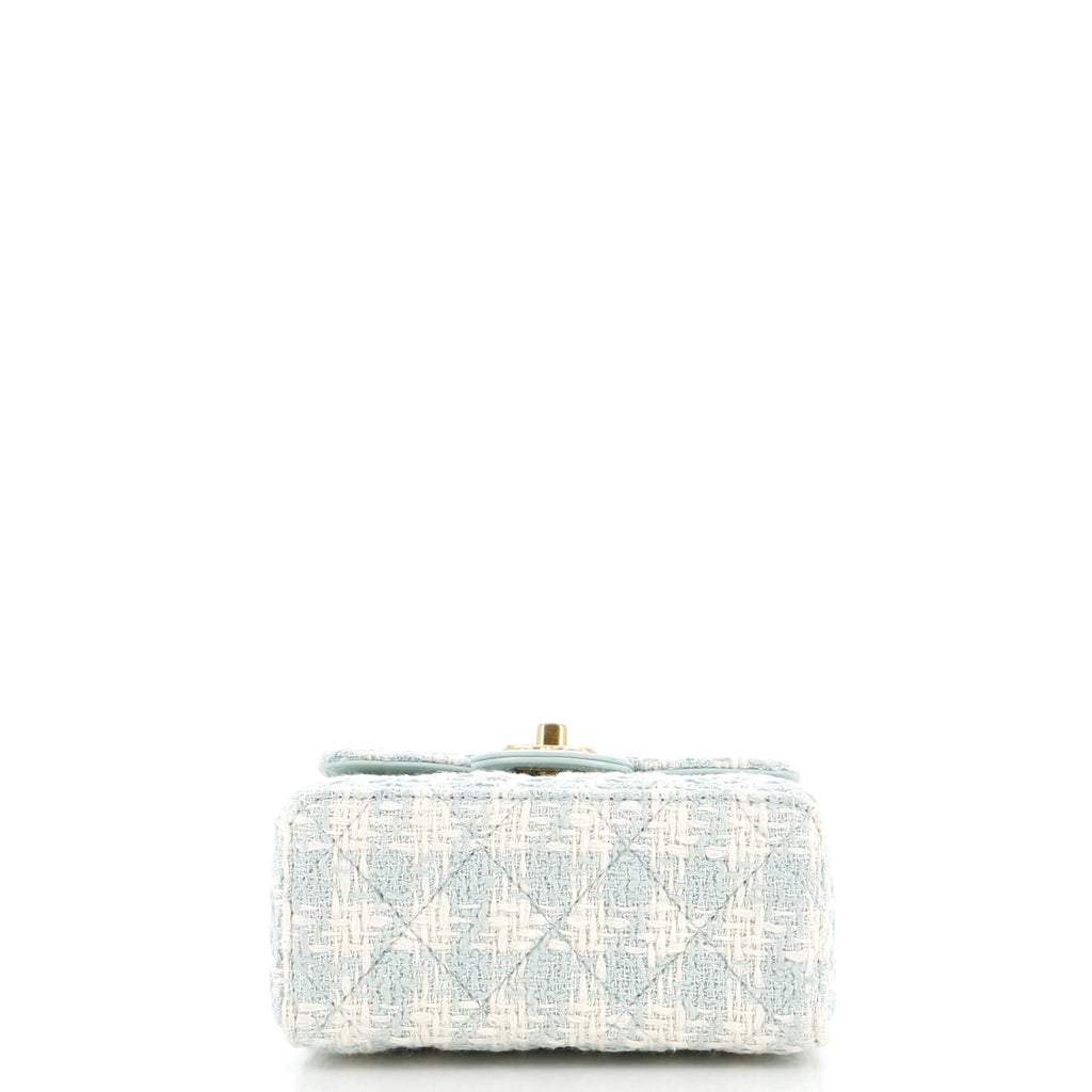 Crush Top Handle Flap Bag Quilted Tweed Mini