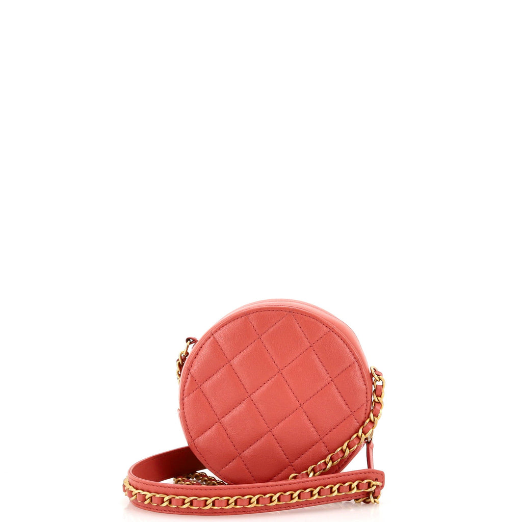 Chain Infinity Round Clutch with Chain Quilted Lambskin