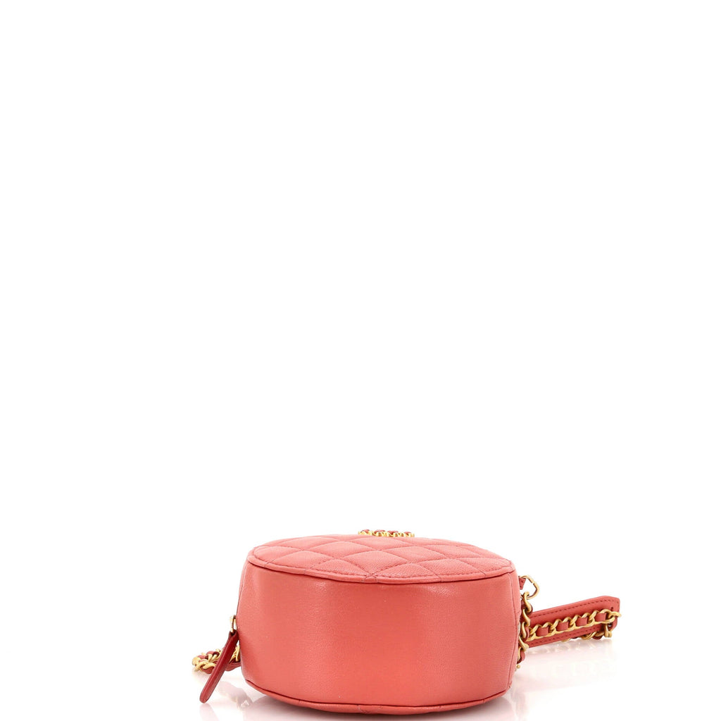 Chain Infinity Round Clutch with Chain Quilted Lambskin