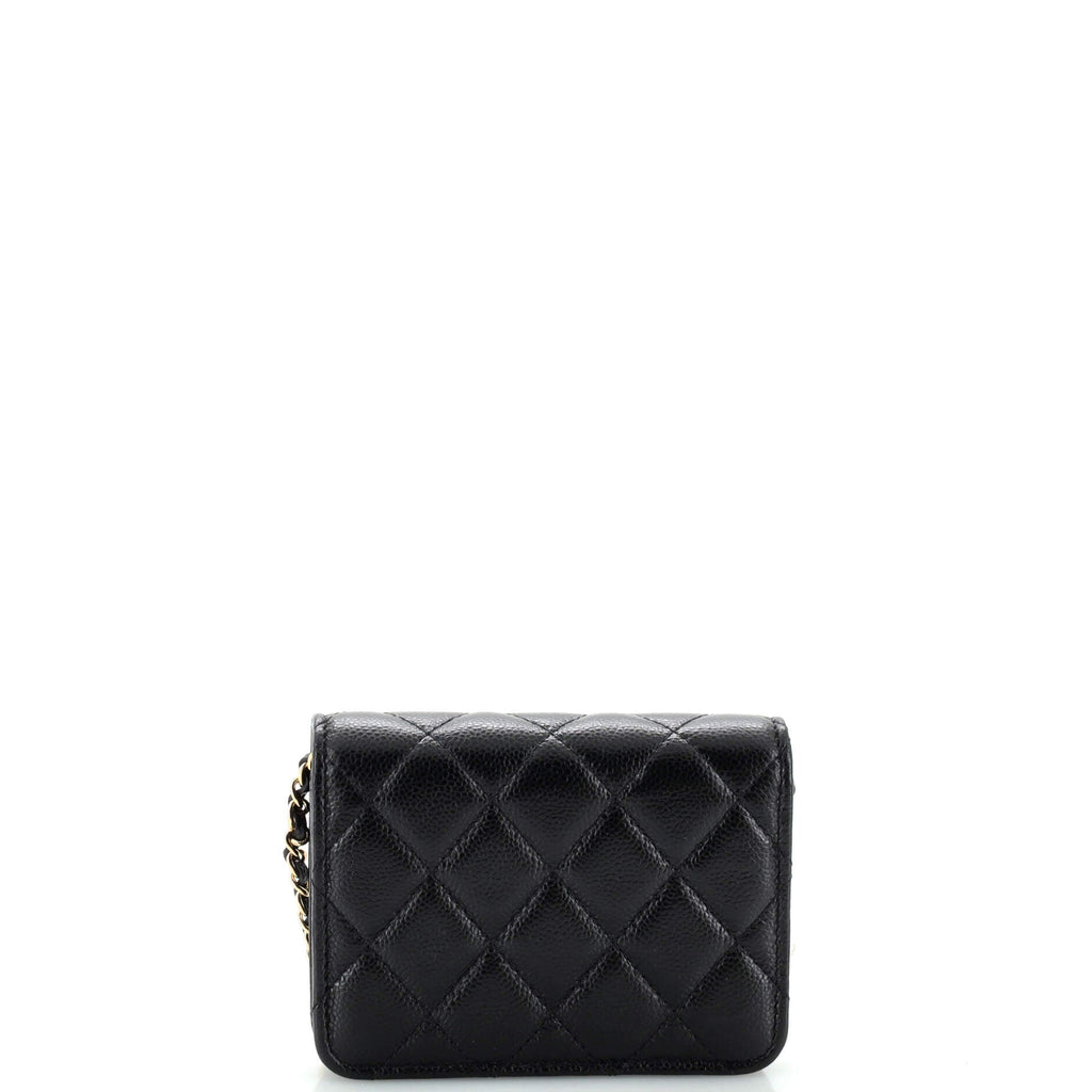 Miss Coco Strap Flap Clutch with Chain Quilted Caviar Mini
