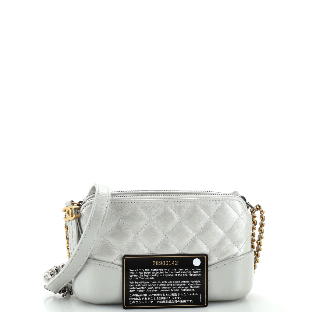 Gabrielle Double Zip Clutch with Chain Quilted Aged Calfskin