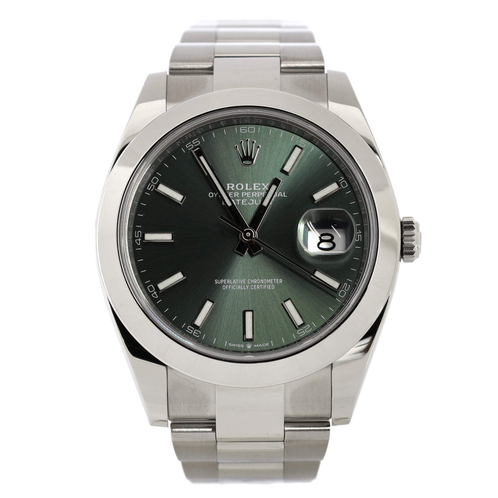 Oyster Perpetual Datejust Mint Green Automatic Watch Stainless Steel 41