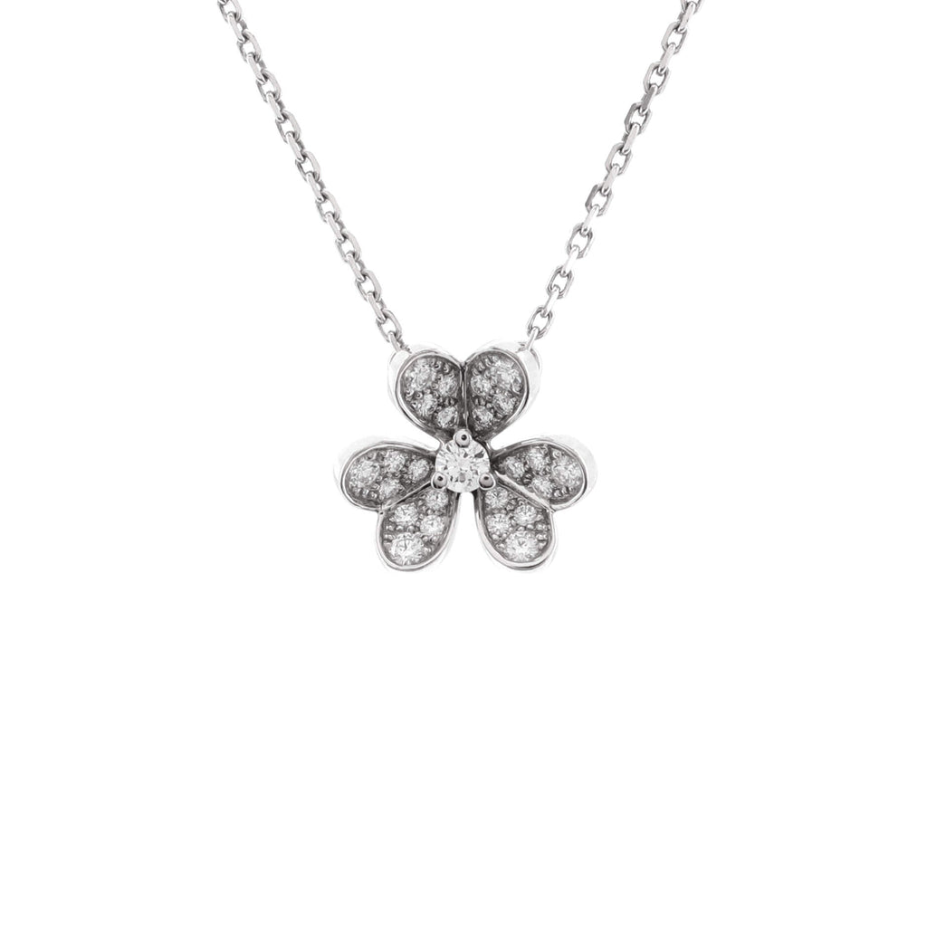 Frivole Pendant Necklace 18K White Gold with Pave Diamonds Mini