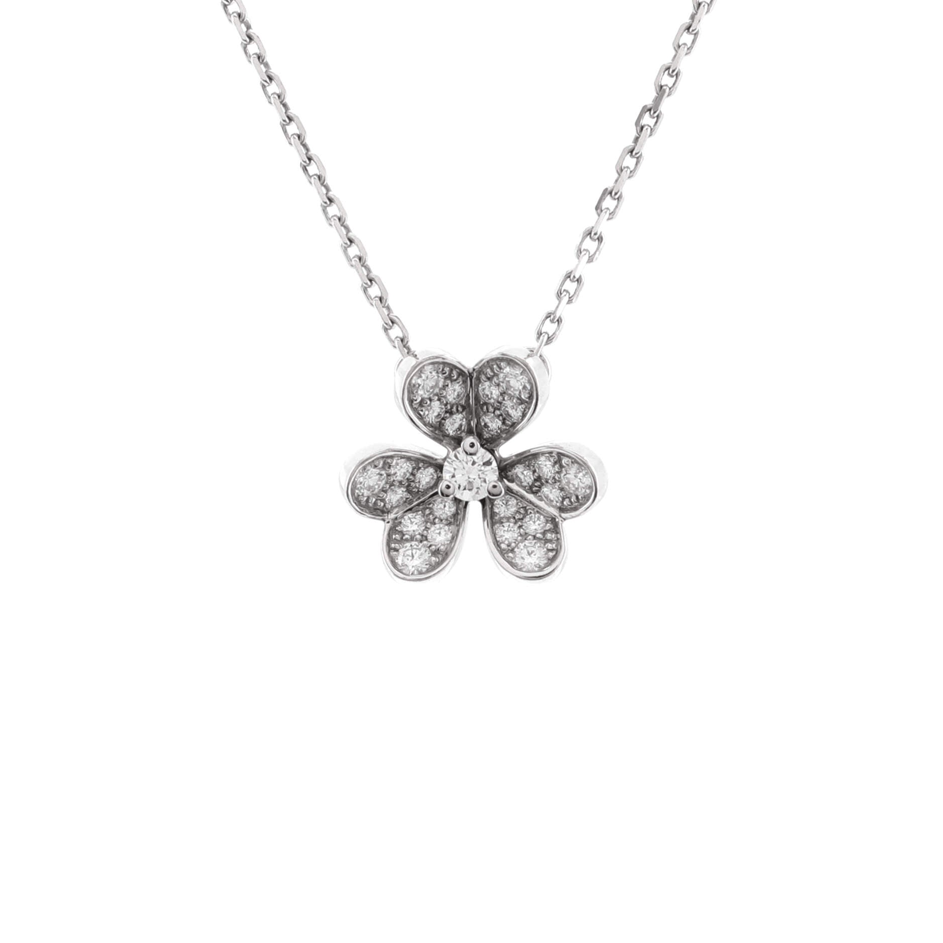 Frivole Pendant Necklace 18K White Gold with Pave Diamonds Mini