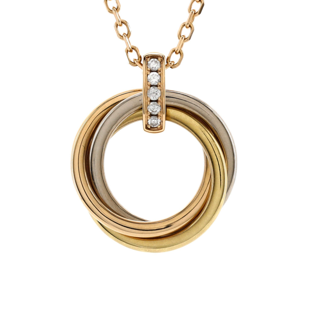 Trinity Pendant Necklace 18K Tricolor Gold and Diamonds