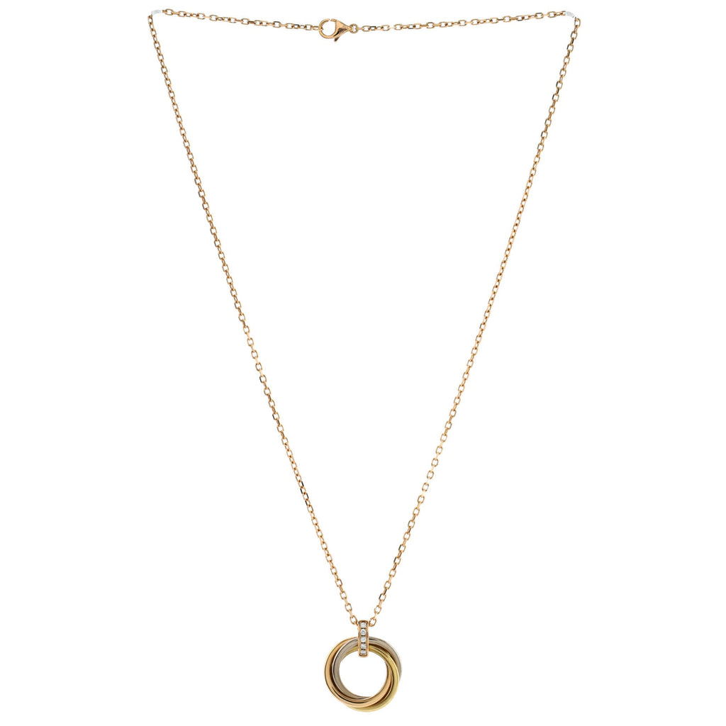 Trinity Pendant Necklace 18K Tricolor Gold and Diamonds