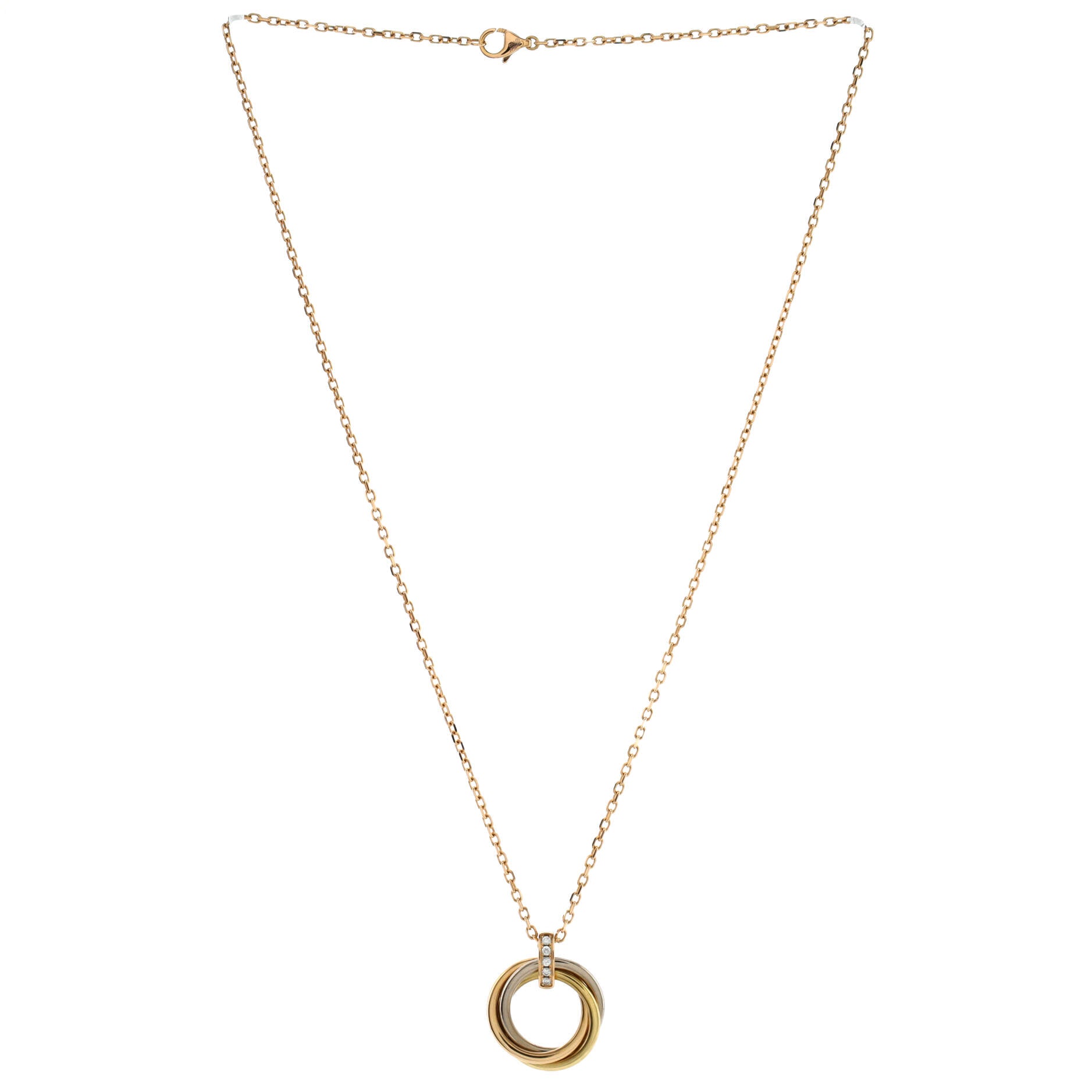 Trinity Pendant Necklace 18K Tricolor Gold and Diamonds