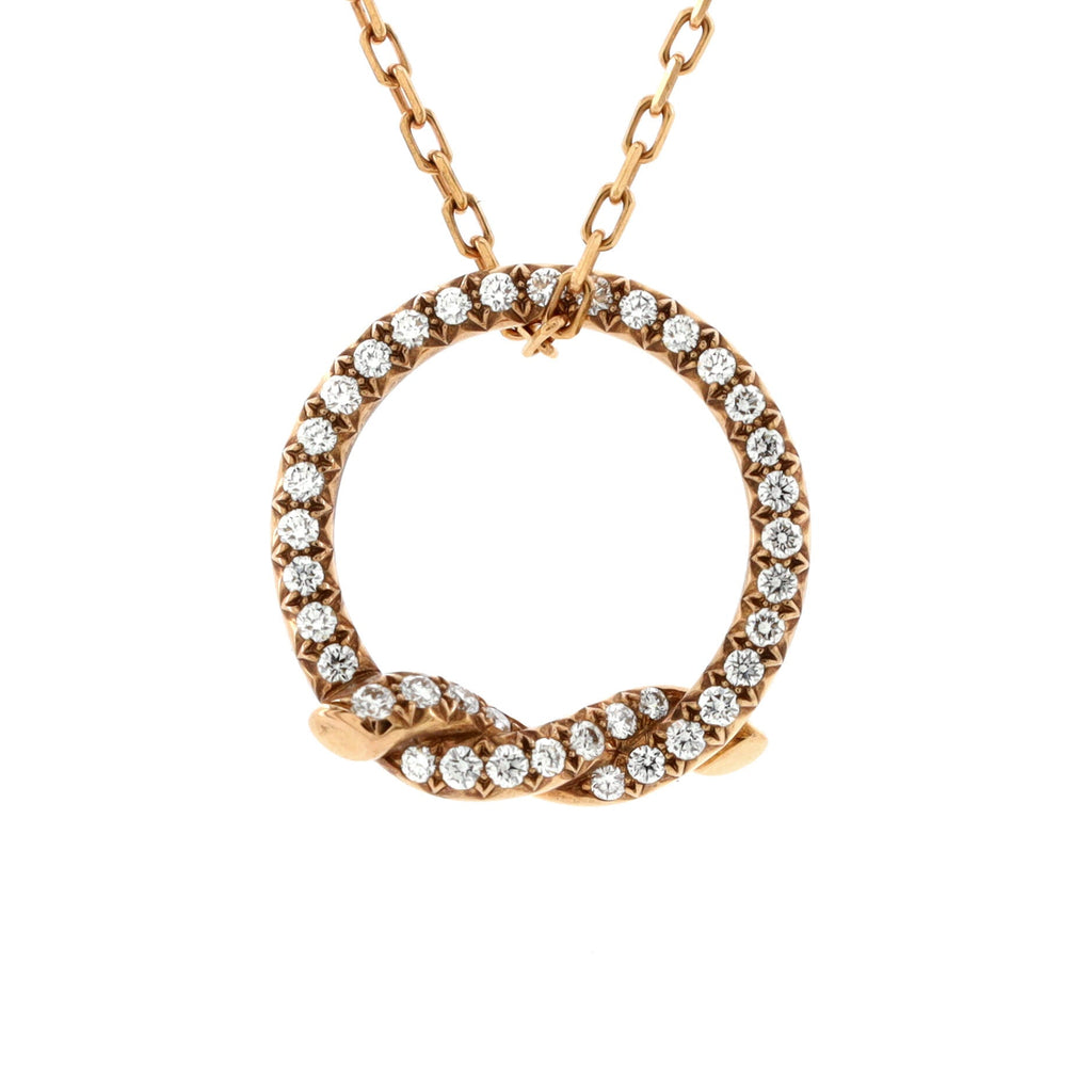 Entrelaces Circle Pendant Necklace 18K Rose Gold with Diamonds