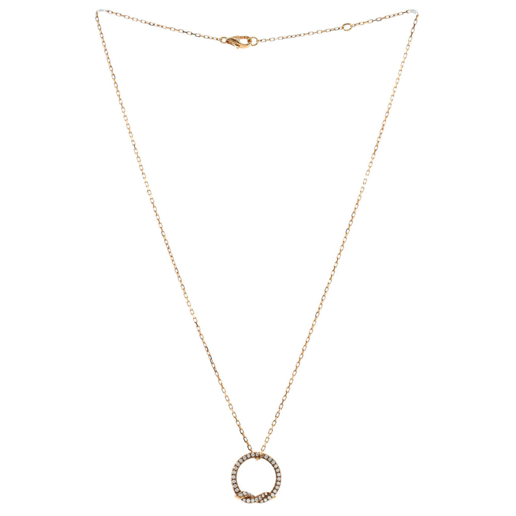 Entrelaces Circle Pendant Necklace 18K Rose Gold with Diamonds