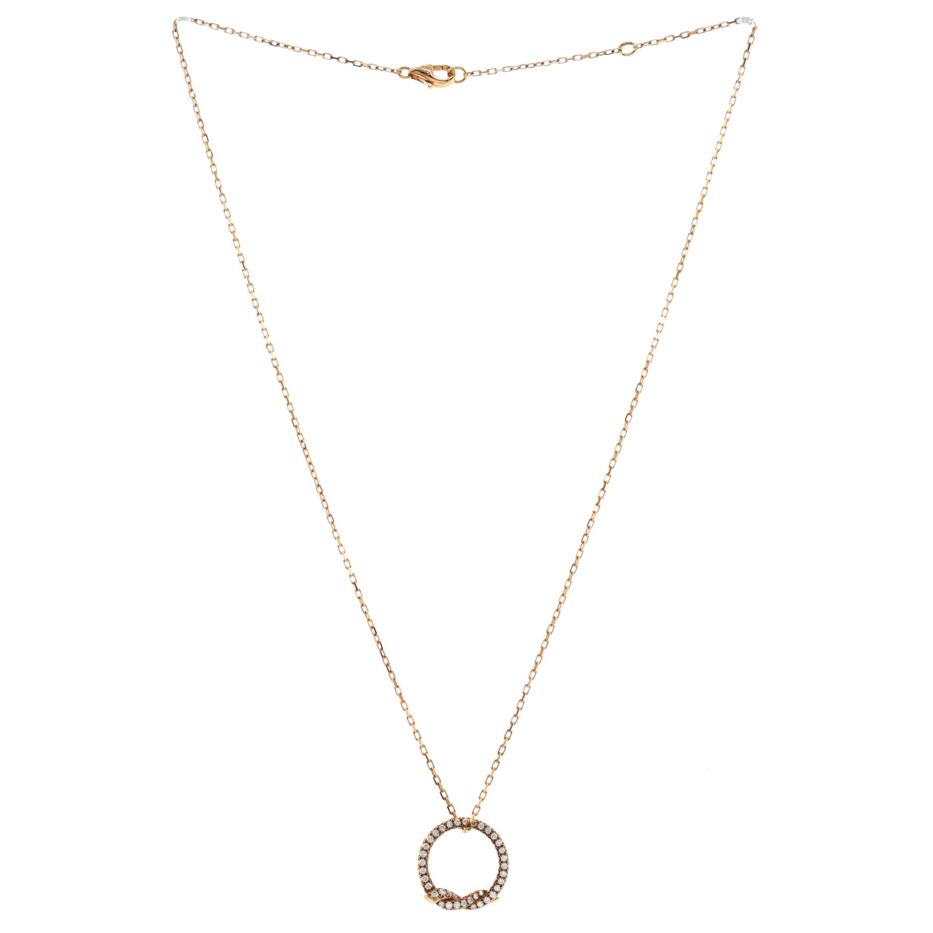 Entrelaces Circle Pendant Necklace 18K Rose Gold with Diamonds