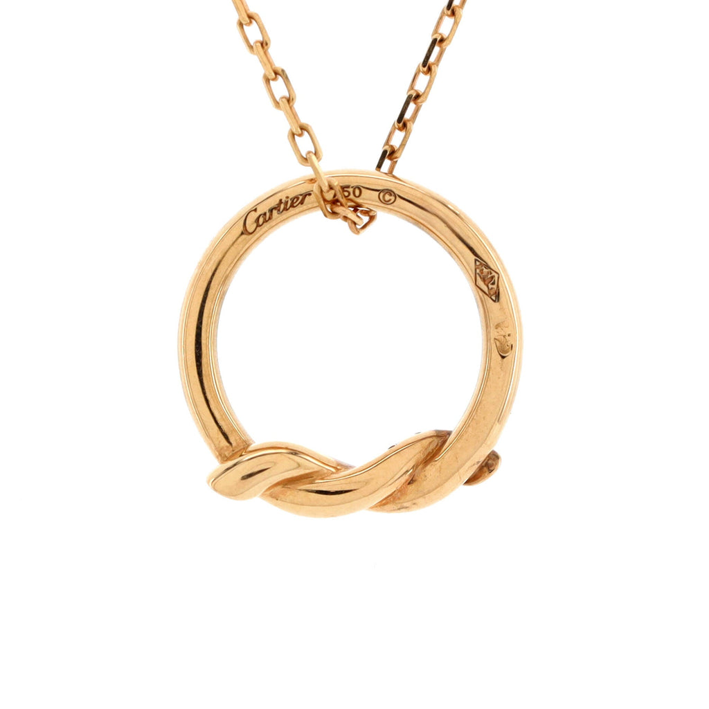 Entrelaces Circle Pendant Necklace 18K Rose Gold with Diamonds
