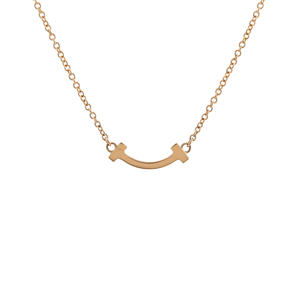 T Smile Pendant Necklace 18K Rose Gold Mini