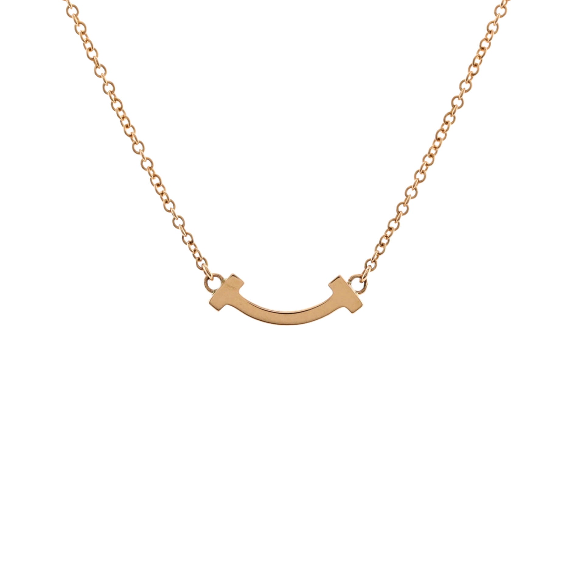 T Smile Pendant Necklace 18K Rose Gold Mini