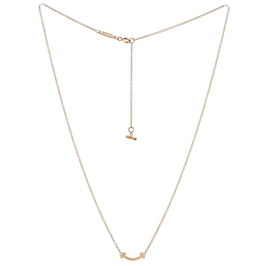 T Smile Pendant Necklace 18K Rose Gold Mini