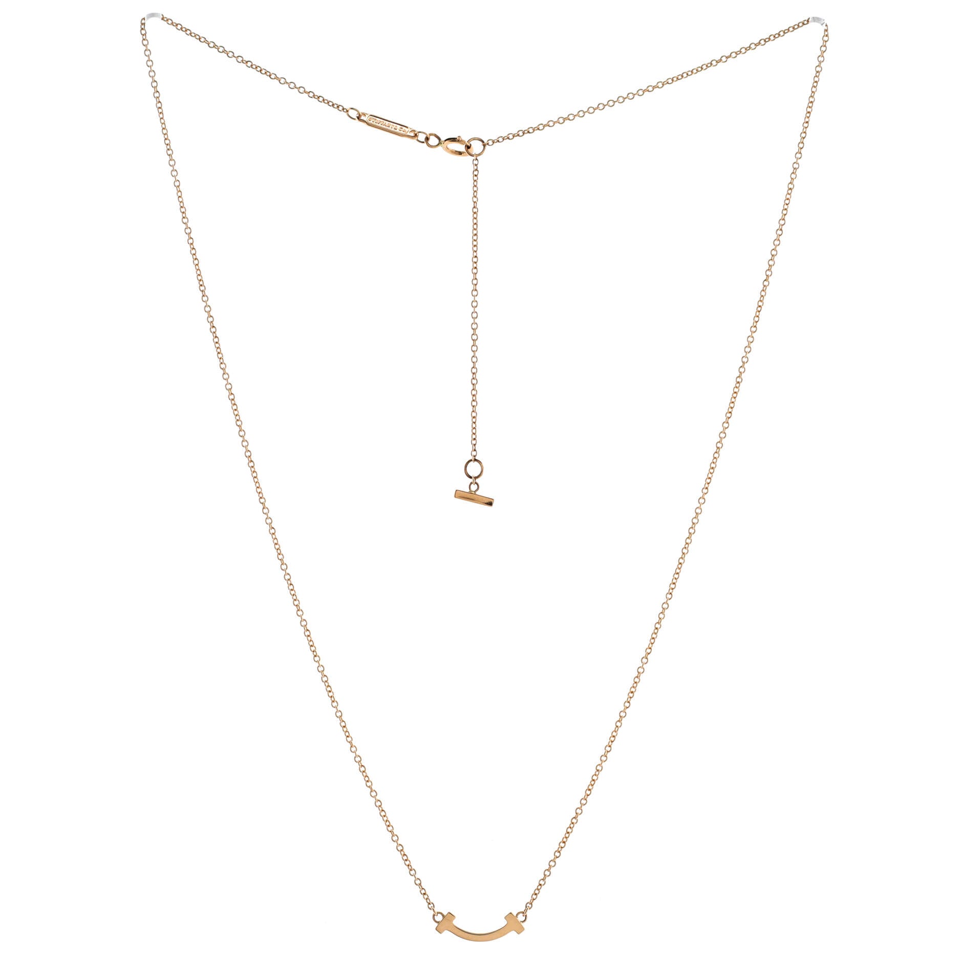 T Smile Pendant Necklace 18K Rose Gold Mini