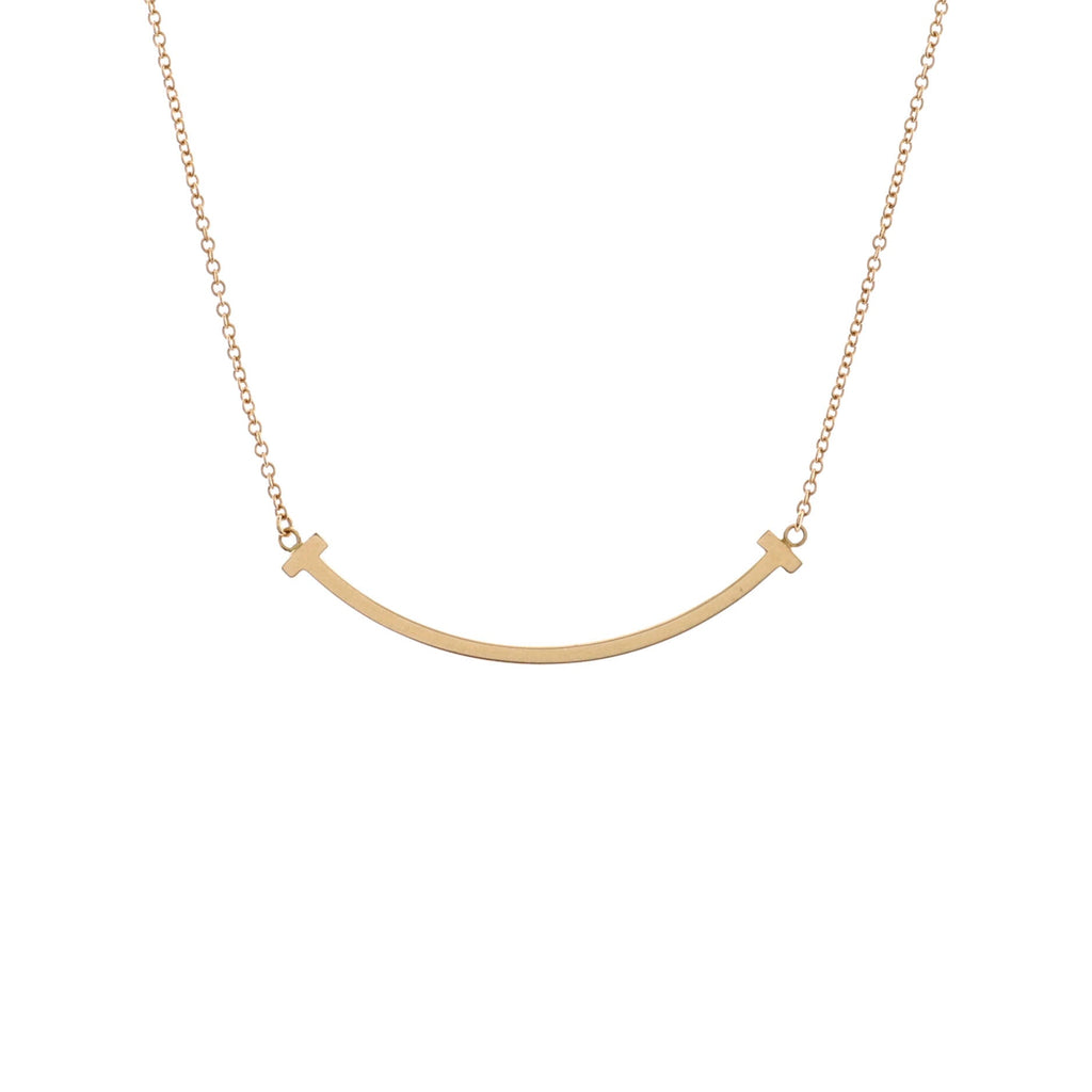 T Smile Pendant Necklace 18K Rose Gold Small