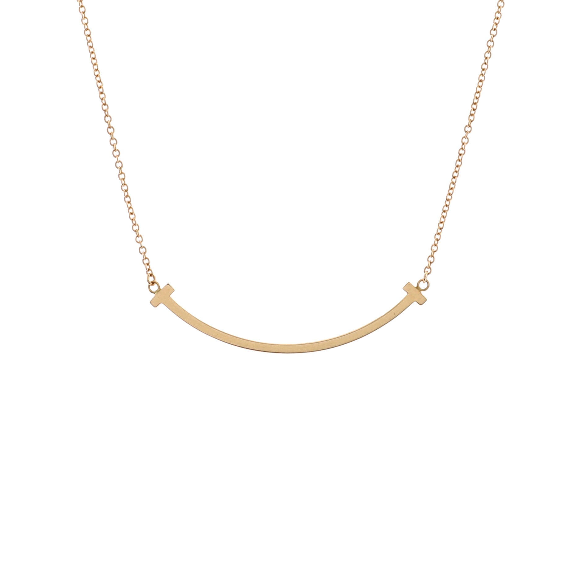 T Smile Pendant Necklace 18K Rose Gold Small