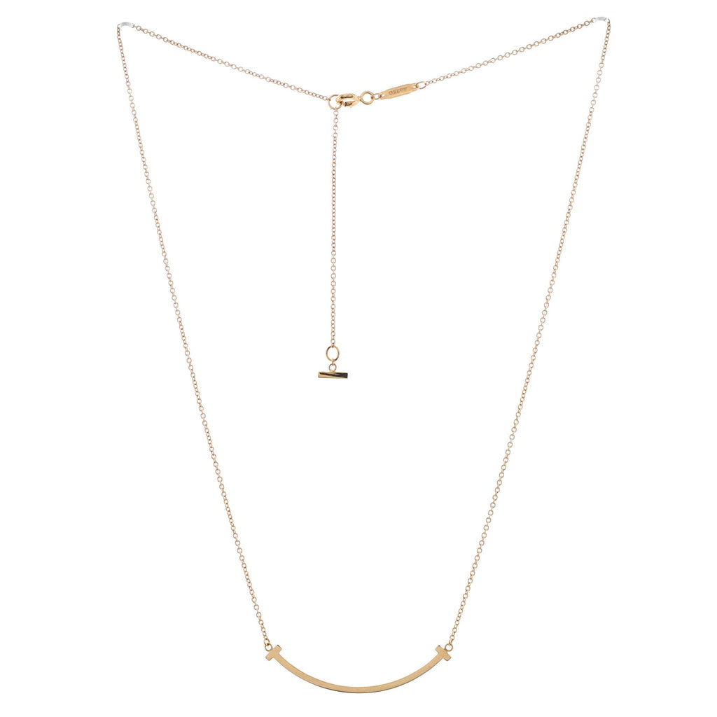 T Smile Pendant Necklace 18K Rose Gold Small